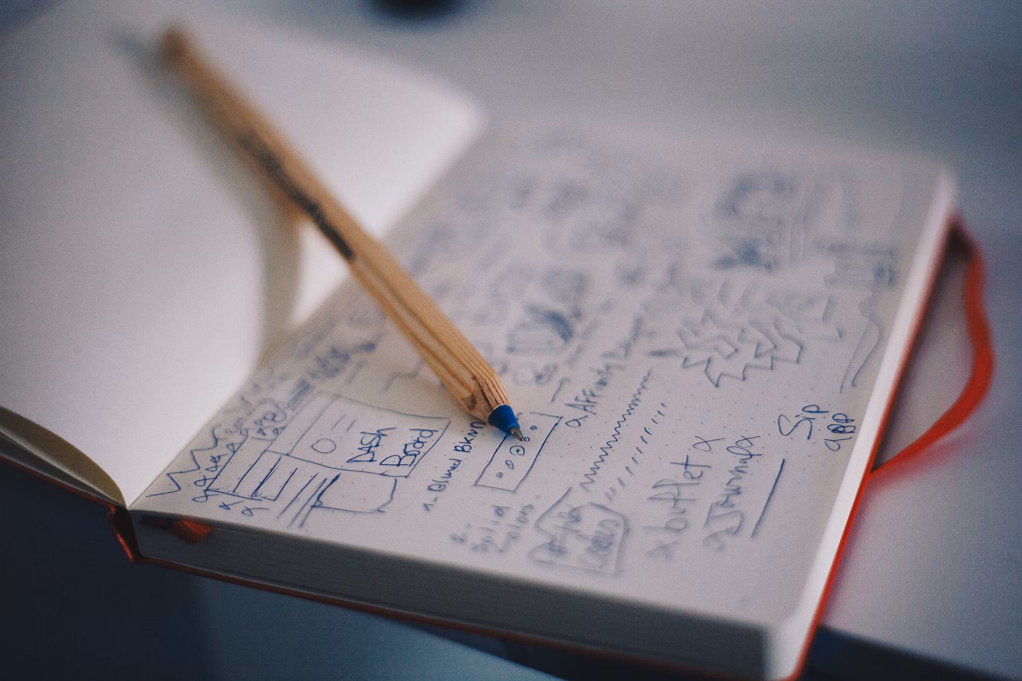 A picture of a rough sketches on a notepad